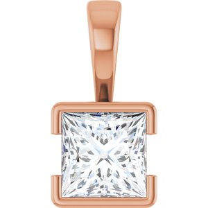 10K Rose Gold 6.5x6.5 mm Square Charm/Pendant Mounting