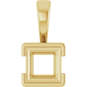 10K Yellow Gold 6.5x6.5 mm Square Charm/Pendant Mounting – image 2