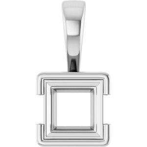 10K White Gold 6.5x6.5 mm Square Charm/Pendant Mounting – image 2