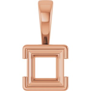 14K Rose Gold 6.5x6.5 mm Square Charm/Pendant Mounting – image 2