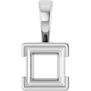 Platinum 7.5x7.5 mm Square Charm/Pendant Mounting – image 2