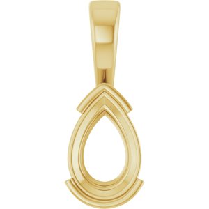 18K Yellow Gold 12x8 mm Pear Charm/Pendant Mounting – image 2