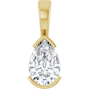 18K Yellow Gold 12x8 mm Pear Charm/Pendant Mounting