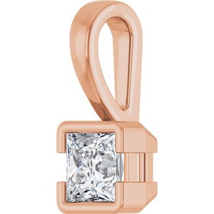 14K Rose Gold 4x4 mm Square Charm/Pendant Mounting – image 3