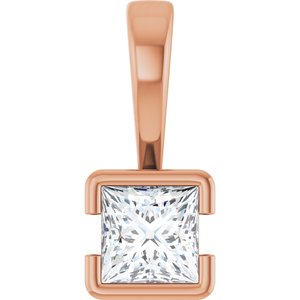 14K Rose Gold 4x4 mm Square Charm/Pendant Mounting