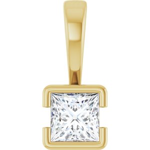 14K Yellow Gold 4x4 mm Square Charm/Pendant Mounting