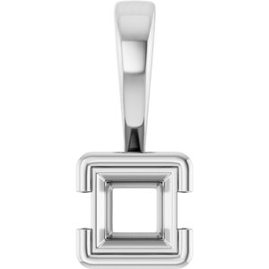 10K White Gold 4x4 mm Square Charm/Pendant Mounting – image 2