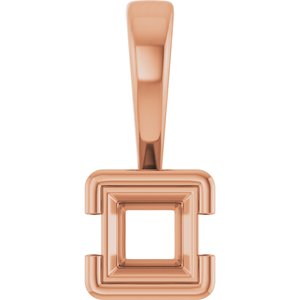 14K Rose Gold 4x4 mm Square Charm/Pendant Mounting – image 2