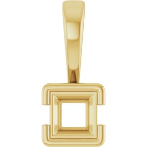 18K Yellow Gold 4x4 mm Square Charm/Pendant Mounting – image 2