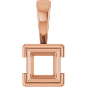 18K Rose Gold 6x6 mm Square Charm/Pendant Mounting – image 2
