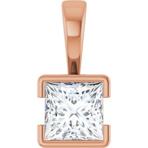 18K Rose Gold 6x6 mm Square Charm/Pendant Mounting