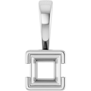 10K White Gold 4.5x4.5 mm Square Charm/Pendant Mounting – image 2