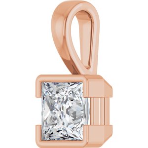 18K Rose Gold 6x6 mm Square Charm/Pendant Mounting – image 3
