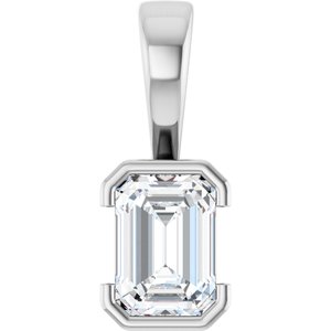 Platinum 7x5 mm Emerald Charm/Pendant Mounting