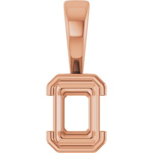 10K Rose Gold 7x5 mm Emerald Charm/Pendant Mounting – image 2