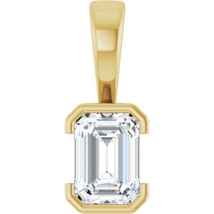 14K Yellow Gold 7x5 mm Emerald Charm/Pendant Mounting