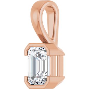 10K Rose Gold 7x5 mm Emerald Charm/Pendant Mounting – image 3