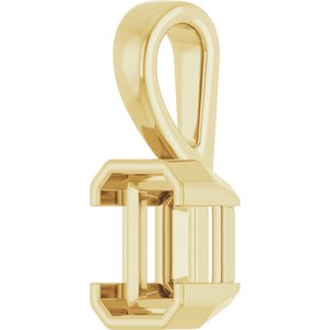 14K Yellow Gold 7x5 mm Emerald Charm/Pendant Mounting – image 4