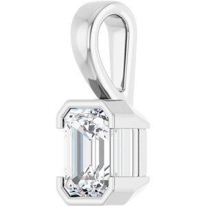 Platinum 7x5 mm Emerald Charm/Pendant Mounting – image 3