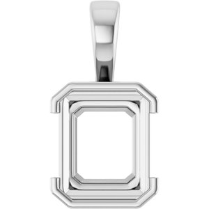 Platinum 12x10 mm Emerald Charm/Pendant Mounting – image 2