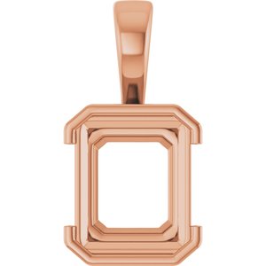 18K Rose Gold 12x10 mm Emerald Charm/Pendant Mounting – image 2