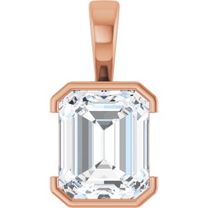 18K Rose Gold 12x10 mm Emerald Charm/Pendant Mounting