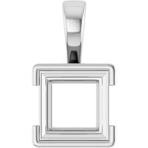 14K White Gold 10x10 mm Square Charm/Pendant Mounting – image 2