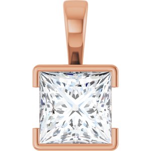 18K Rose Gold 10x10 mm Square Charm/Pendant Mounting