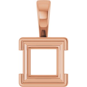 10K Rose Gold 10x10 mm Square Charm/Pendant Mounting – image 2