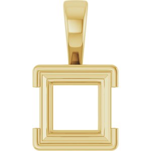 14K Yellow Gold 10x10 mm Square Charm/Pendant Mounting – image 2