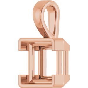 18K Rose Gold 10x10 mm Square Charm/Pendant Mounting – image 4