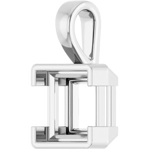 14K X1 White Gold 10x10 mm Square Charm/Pendant Mounting – image 4