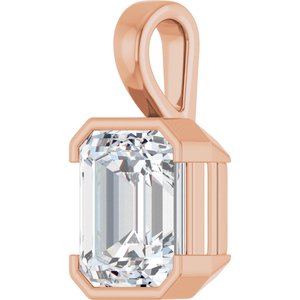 14K Rose Gold 12x10 mm Emerald Charm/Pendant Mounting – image 3