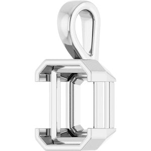 Platinum 12x10 mm Emerald Charm/Pendant Mounting – image 4