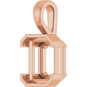 18K Rose Gold 12x10 mm Emerald Charm/Pendant Mounting – image 4