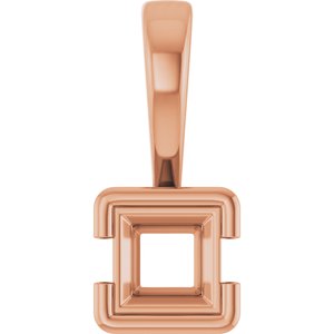 18K Rose Gold 3.75x3.75 mm Square Charm/Pendant Mounting – image 2