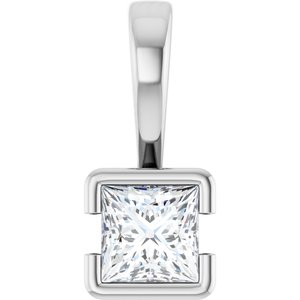 18K White Gold 3.75x3.75 mm Square Charm/Pendant Mounting