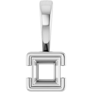 14K White Gold 3.75x3.75 mm Square Charm/Pendant Mounting – image 2