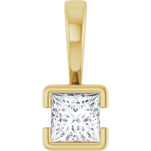 18K Yellow Gold 3.75x3.75 mm Square Charm/Pendant Mounting