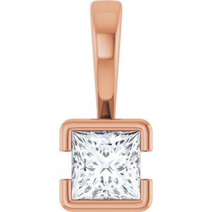 10K Rose Gold 3.75x3.75 mm Square Charm/Pendant Mounting