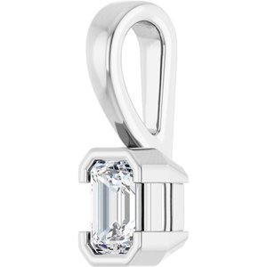 14K White Gold 4.5x3 mm Emerald Charm/Pendant Mounting – image 3