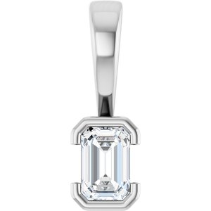 14K White Gold 4.5x3 mm Emerald Charm/Pendant Mounting