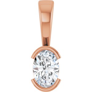 14K Rose Gold 6.5x4.5 mm Oval Charm/Pendant Mounting