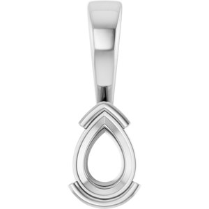 18K White Gold 7x5 mm Pear Charm/Pendant Mounting – image 2