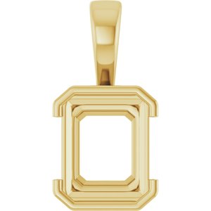 10K Yellow Gold 11x9 mm Emerald Charm/Pendant Mounting – image 2