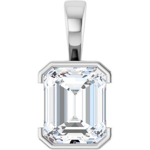 18K White Gold 11x9 mm Emerald Charm/Pendant Mounting