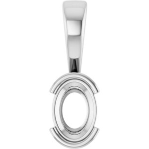 18K White Gold 7x5 mm Oval Charm/Pendant Mounting – image 2