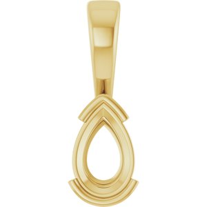 14K Yellow Gold 8.5x5.5 mm Pear Charm/Pendant Mounting – image 2