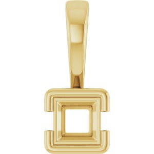 18K Yellow Gold 3.5x3.5 mm Square Charm/Pendant Mounting – image 2