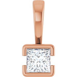 18K Rose Gold 3.5x3.5 mm Square Charm/Pendant Mounting